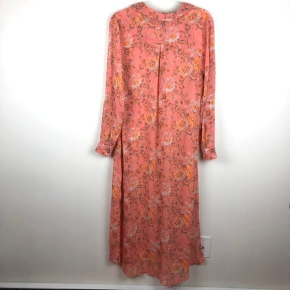 C. Wonder Floral Sheer Duster Orange 10 Button Up - Picture 7 of 8